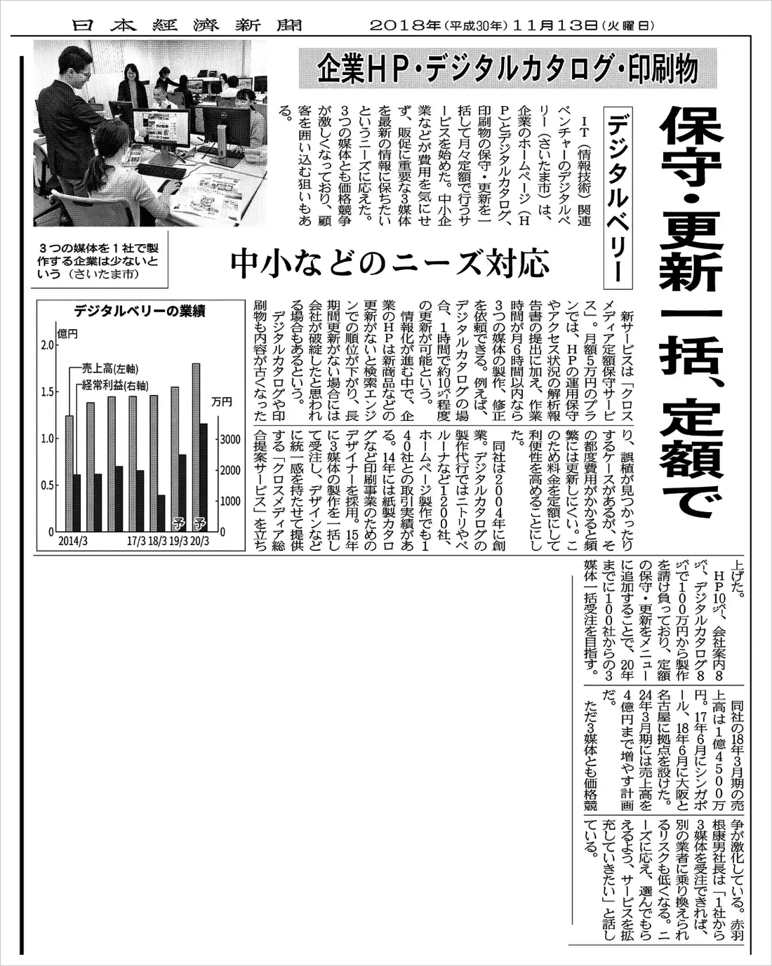日本経済新聞に当社の記事が掲載されました